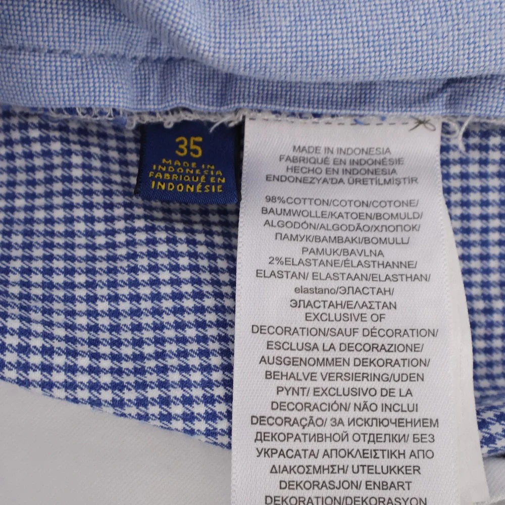 Polo Ralph Lauren Gingham Check Stretch Classic Fit Shorts Blue Mens 35